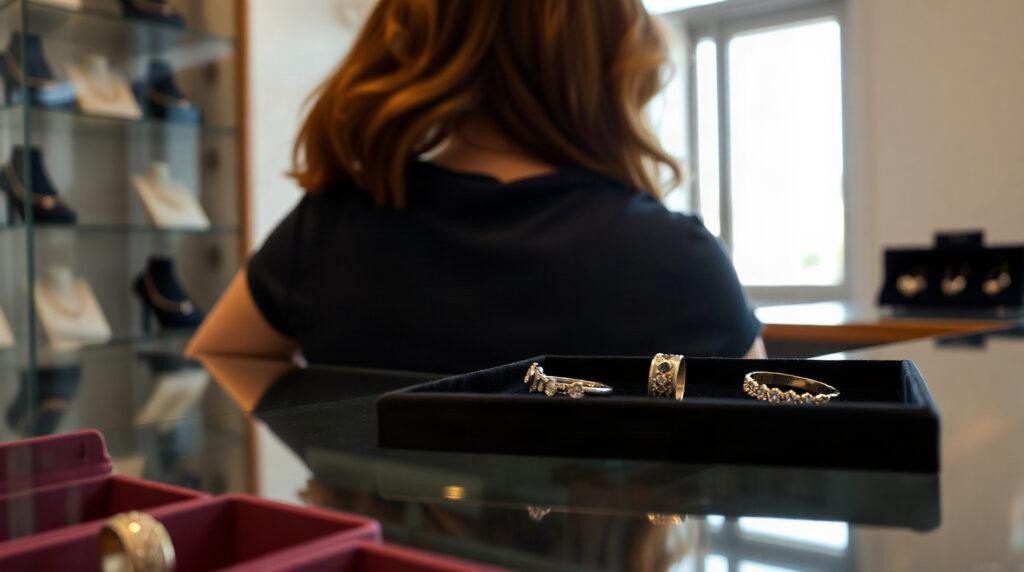 Bijoux Swarovski sur plateau de présentation