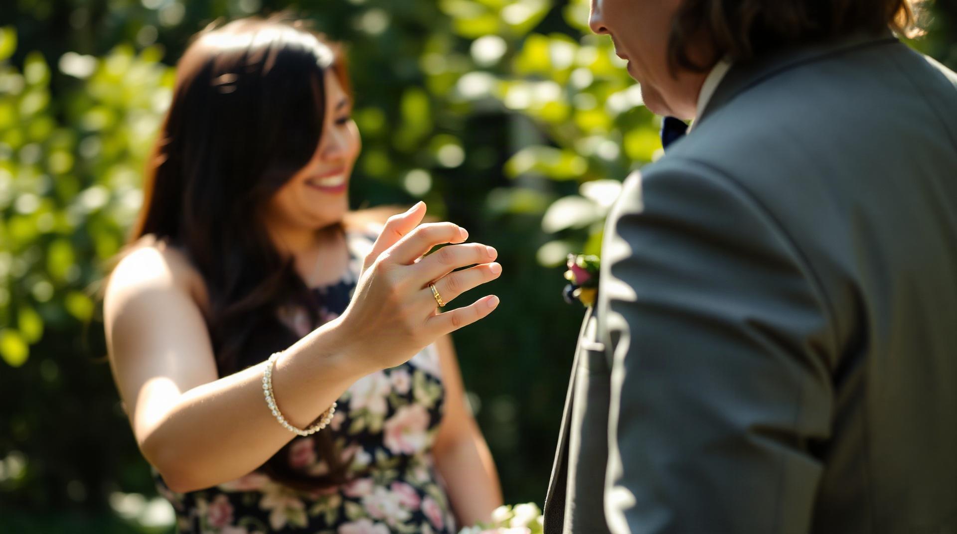 Deux femmes échangeant leurs alliances lors d'une cérémonie