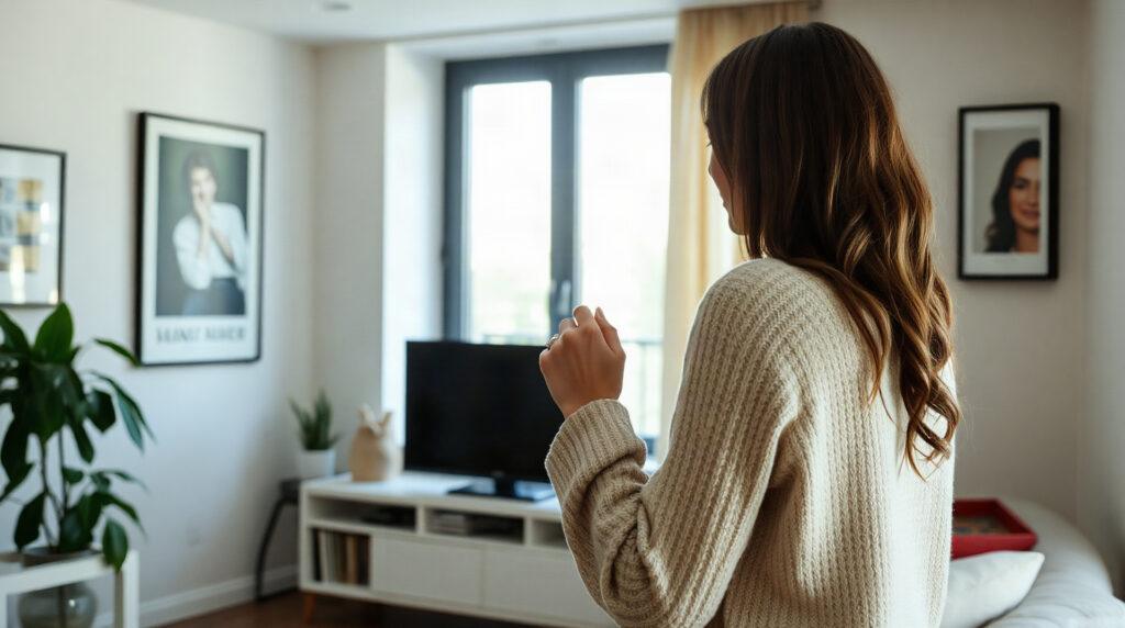 Sautoir femme porté en couches sur une tenue casual