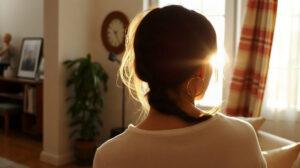 Femme portant de grandes créoles dorées